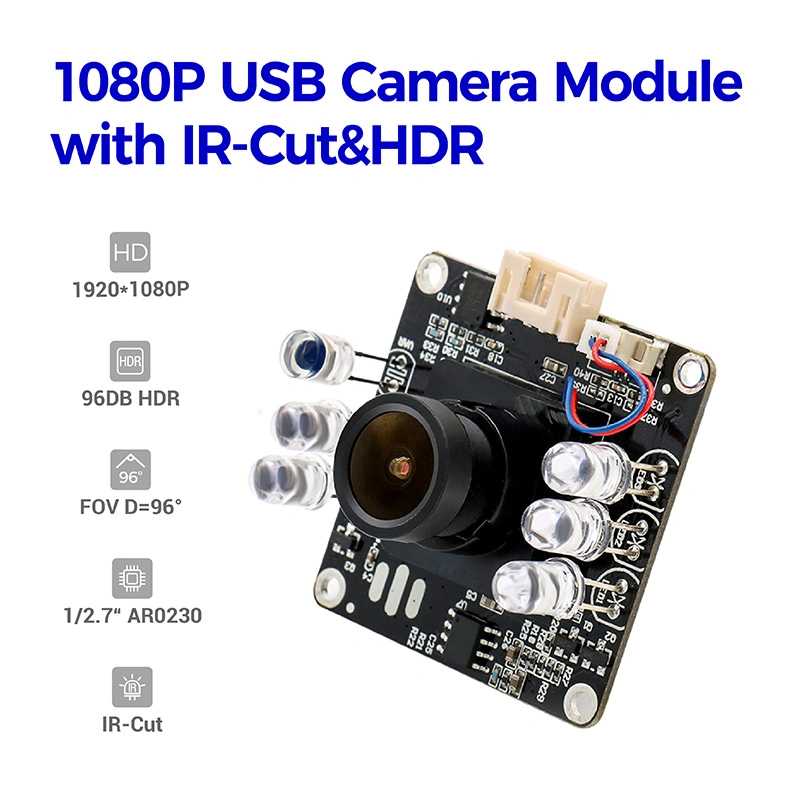 Wide Dynamic Range 2MP 1080P 30fps Fixed Focus USB Camera Module with Ar0230 Chip for Face Recognition