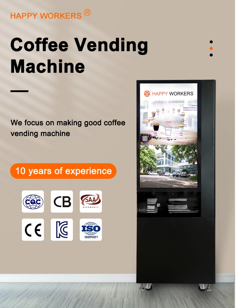 Happy Workers Coffee Vending Machine Commercial Cup Lid Dispenser