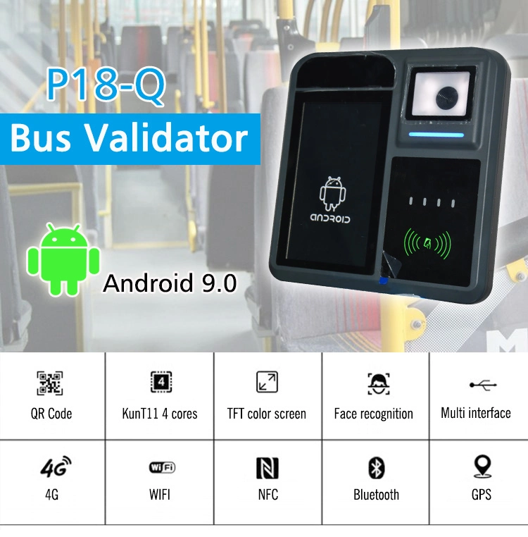 Android 9.0 7 Inch Touch Screen NFC Card Reader Traffic Bill Bus Validator Machine with POS Systems (P18-Q)