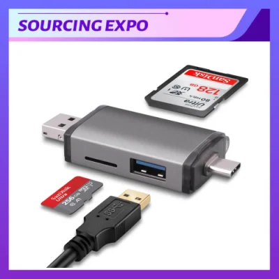 Micro-USB 2.0/USB-C、SD/TF カードをサポートするスマートフォン用モバイル カード リーダー